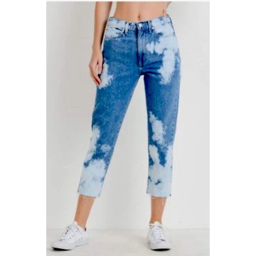 Just Black Denim Bleach Stained Raw Hem Jeans Size 25